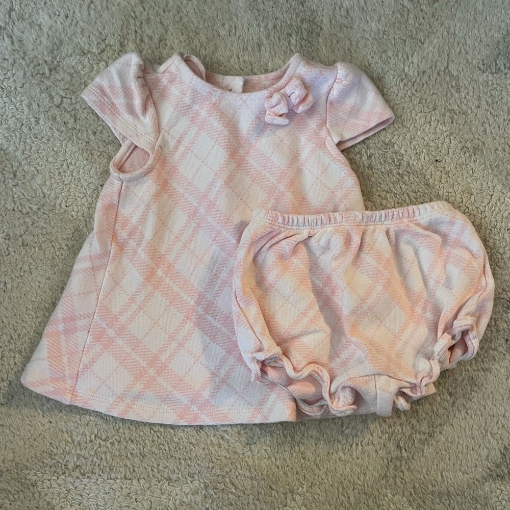 Janie and Jack pink and white matching set